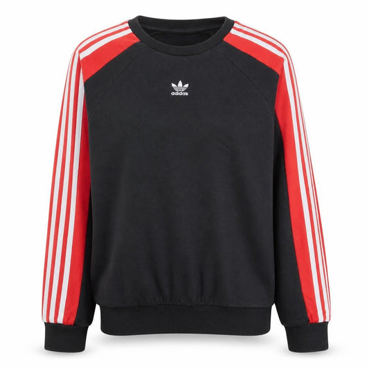 Adidas Womens Black Red Crew Neck Long Sleeve Sweatshirt Size 6