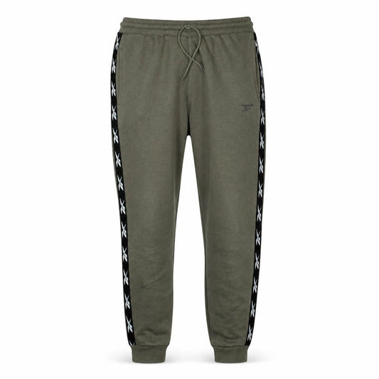 Reebok Men’s Green Joggers L Logo Side Stripe Regular Fit Tapered Sweatpants