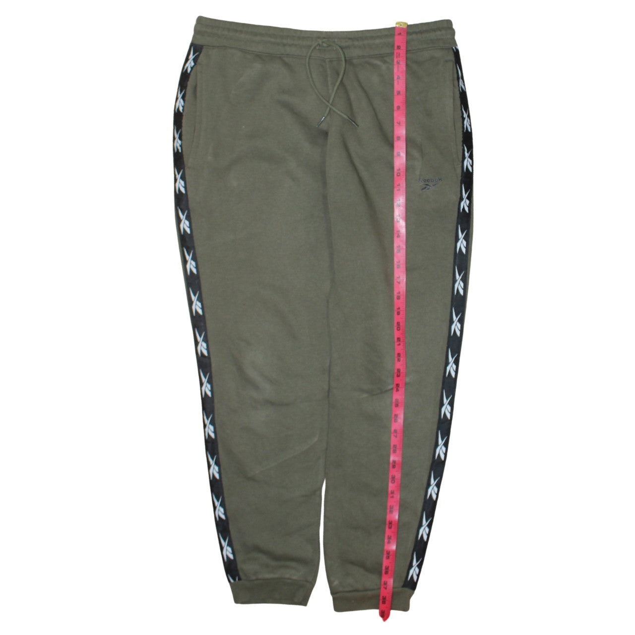 Reebok Men’s Green Joggers L Logo Side Stripe Regular Fit Tapered Sweatpants
