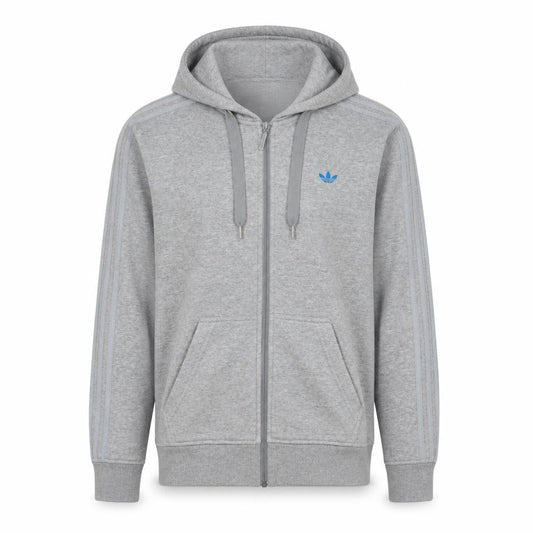 Adidas Men Grey Full Zip Hoodie Size S Classic Sportswear