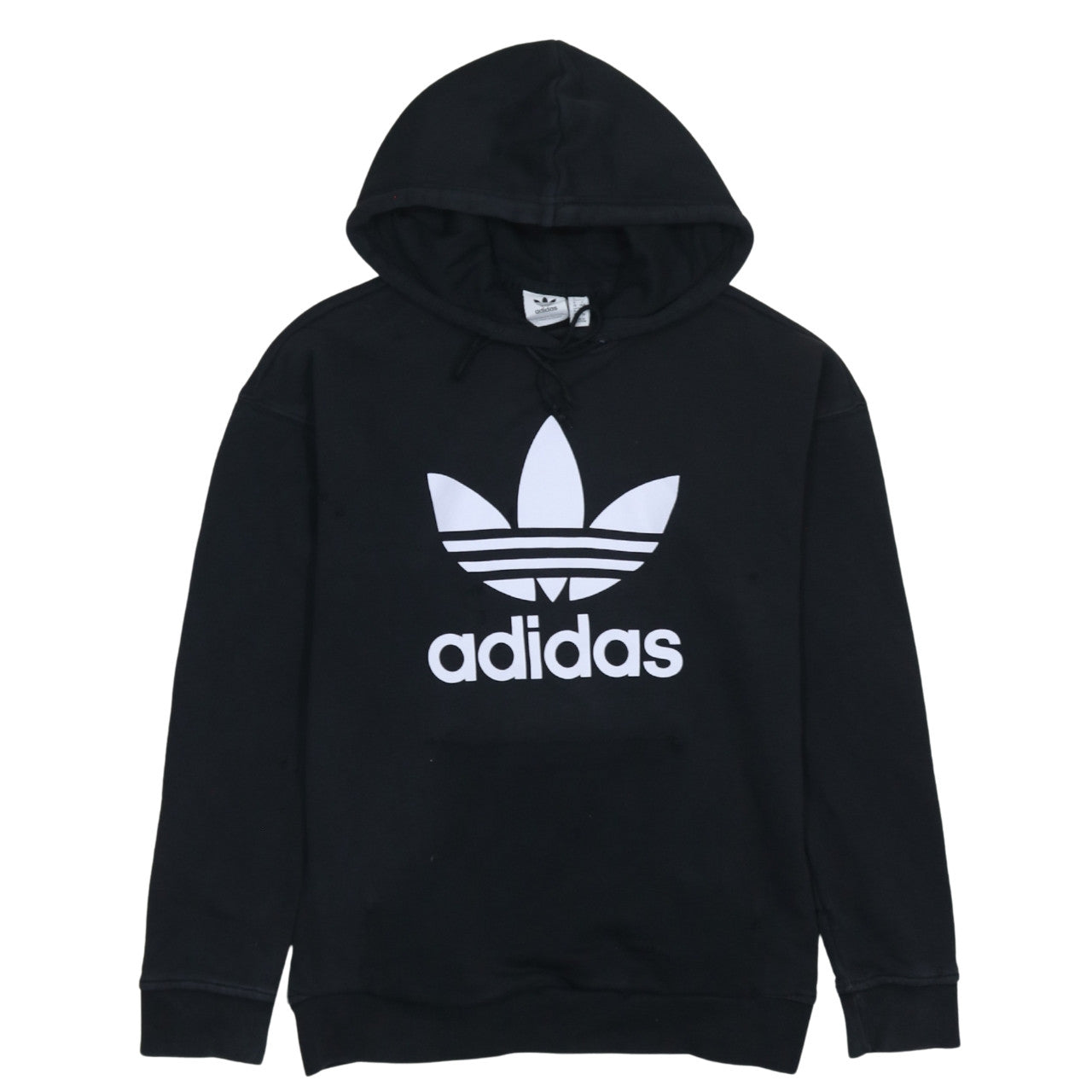 Adidas Womens Black Pullover Hoodie Size 4 Logo Print Casual Sweatshirt