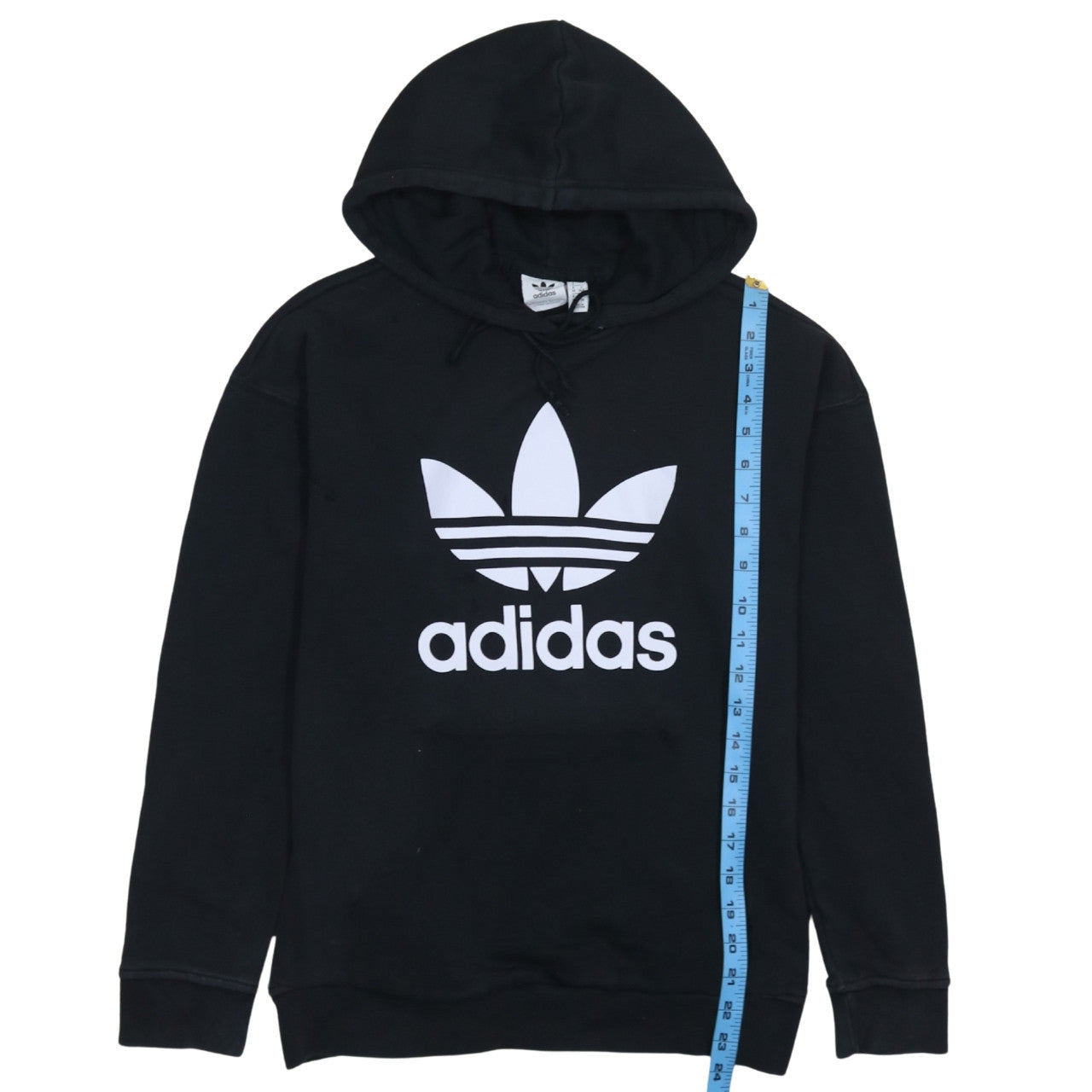 Adidas Womens Black Pullover Hoodie Size 4 Logo Print Casual Sweatshirt