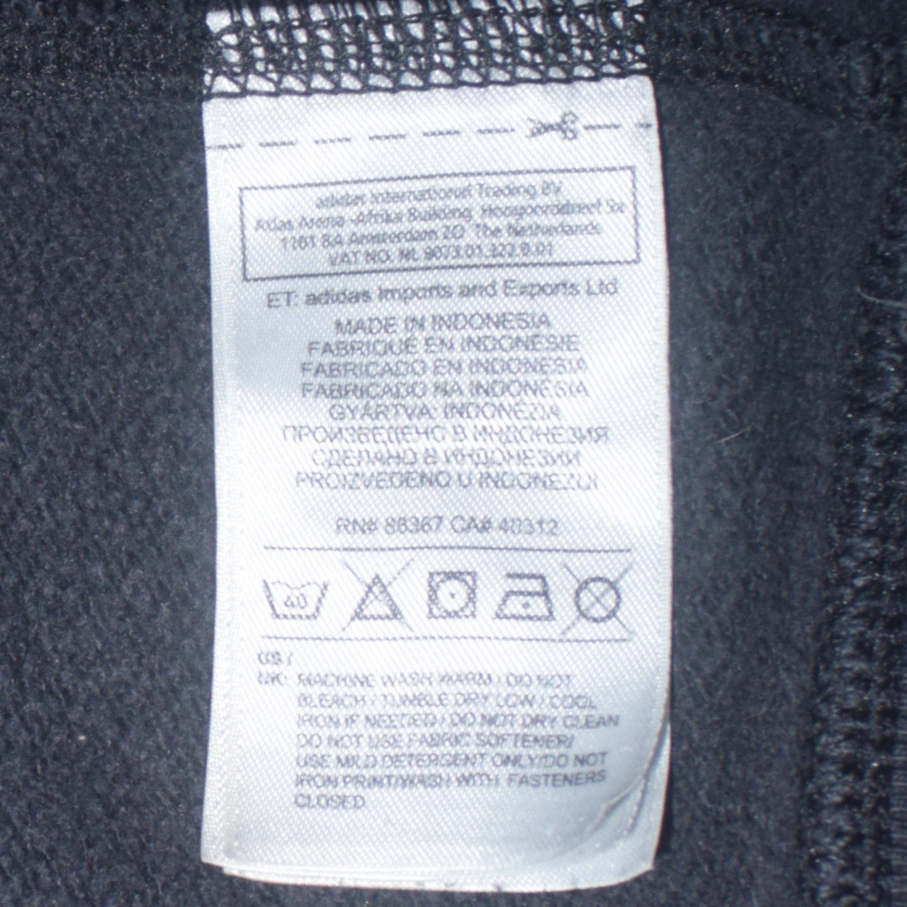 Adidas Womens Black Full Zip Hoodie Small Trefoil Logo Cotton Blend