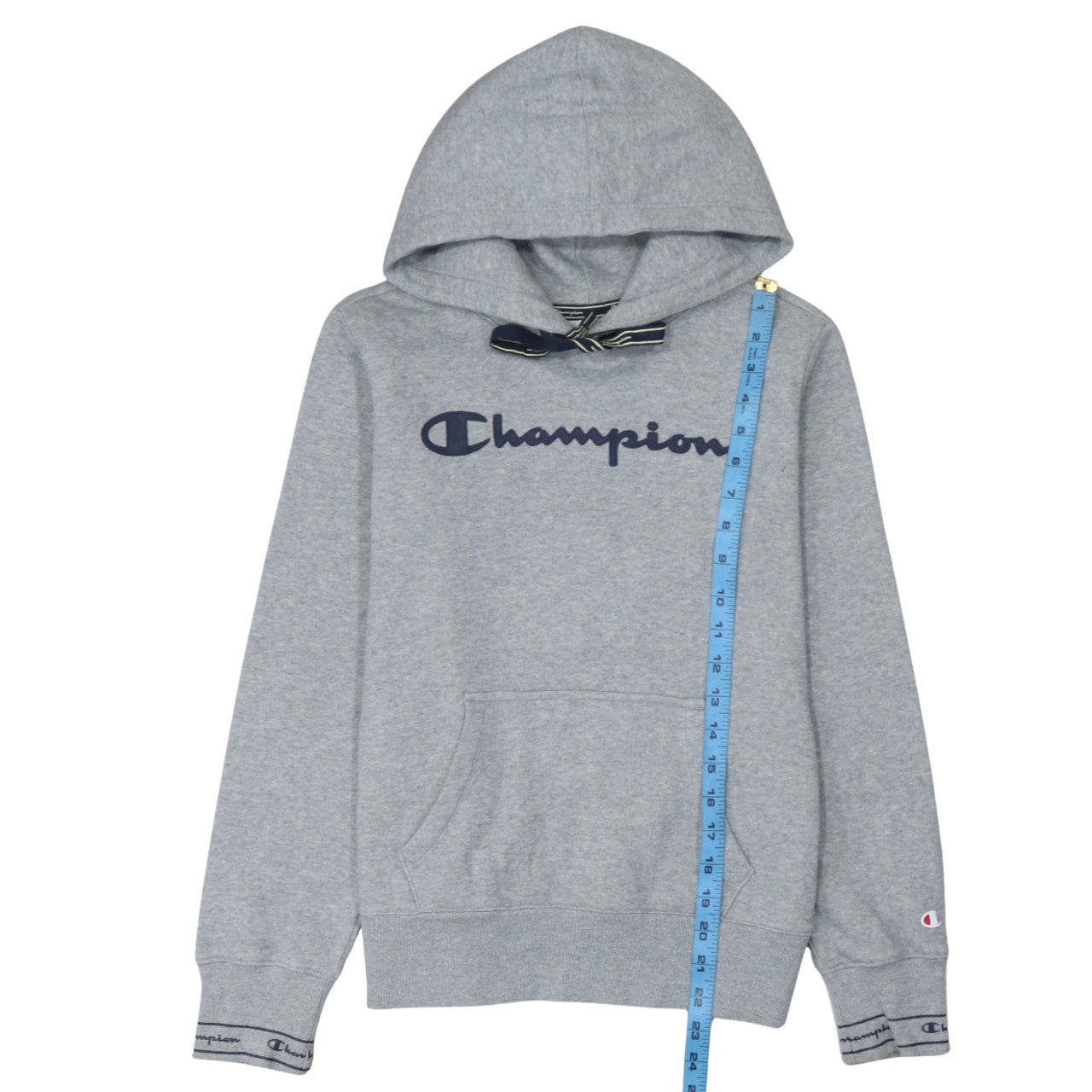 Champion Womens Grey Hoodie Medium Pullover Cotton Blend Logo