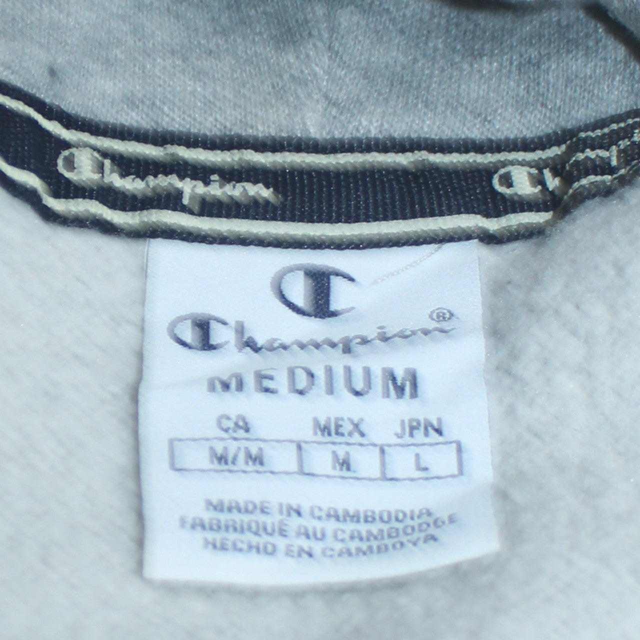 Champion Womens Grey Hoodie Medium Pullover Cotton Blend Logo