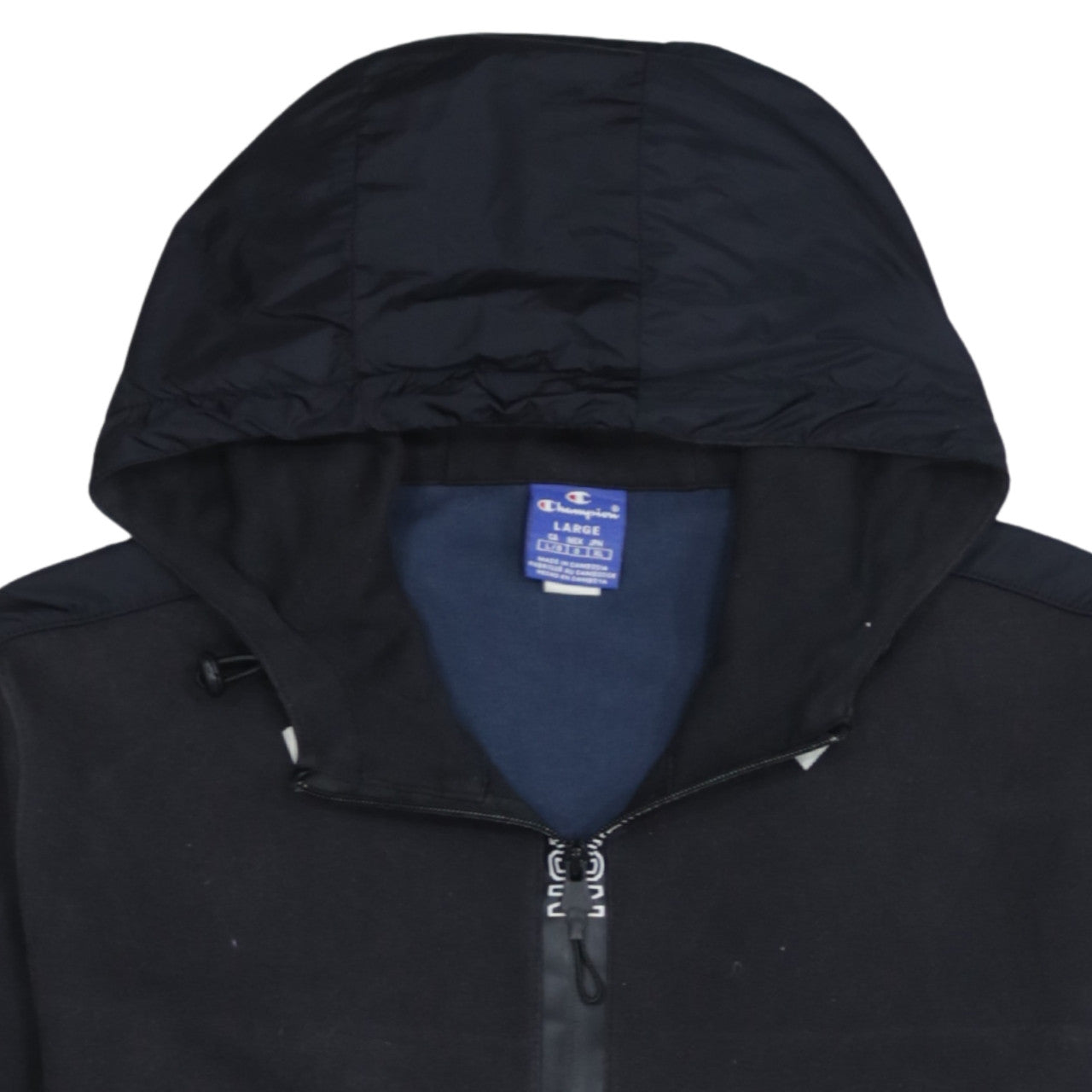Champion Men's Black & Navy 1/2 Zip Pullover Hoodie Size L