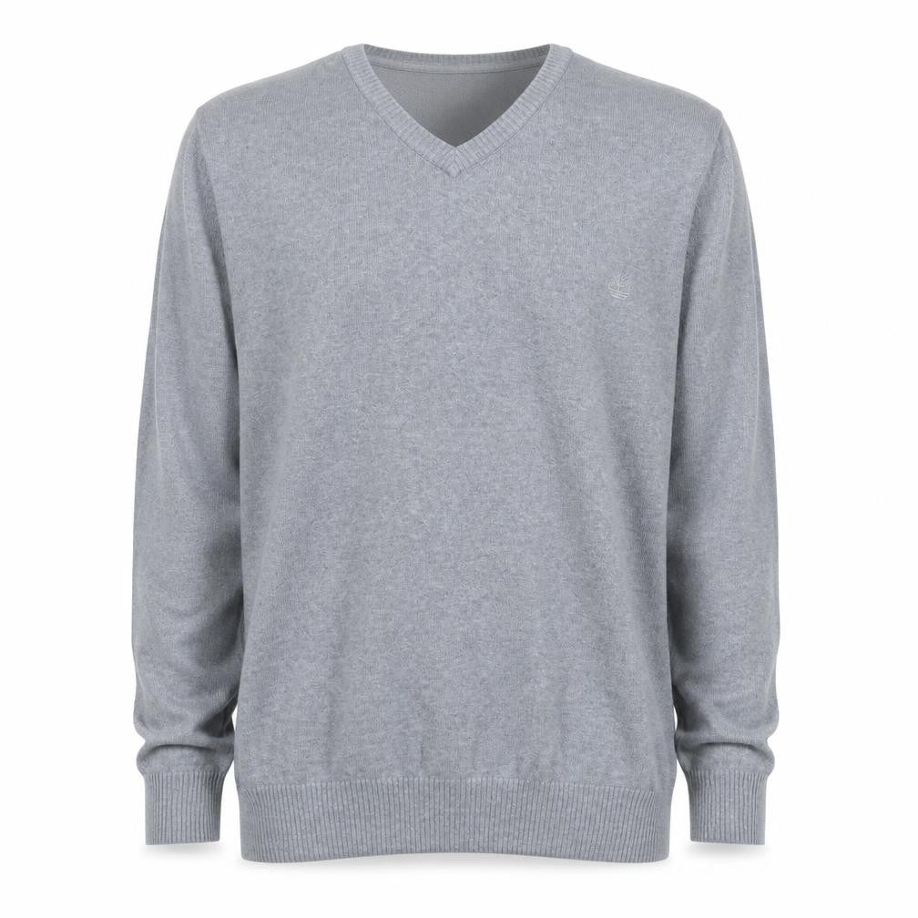 Timberland Men’s Grey Cotton V-Neck Jumper XL Regular Fit