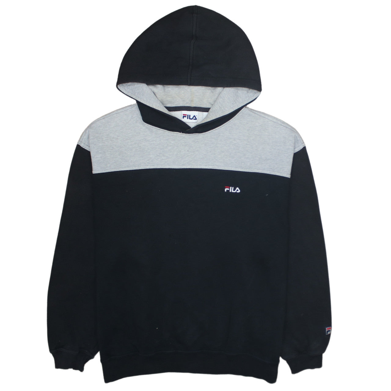 FILA Mens Black & Grey Pullover Hoodie Size L Regular Fit