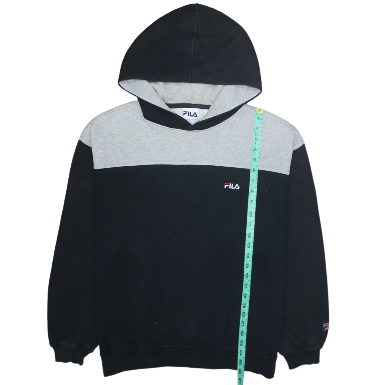 FILA Mens Black & Grey Pullover Hoodie Size L Regular Fit