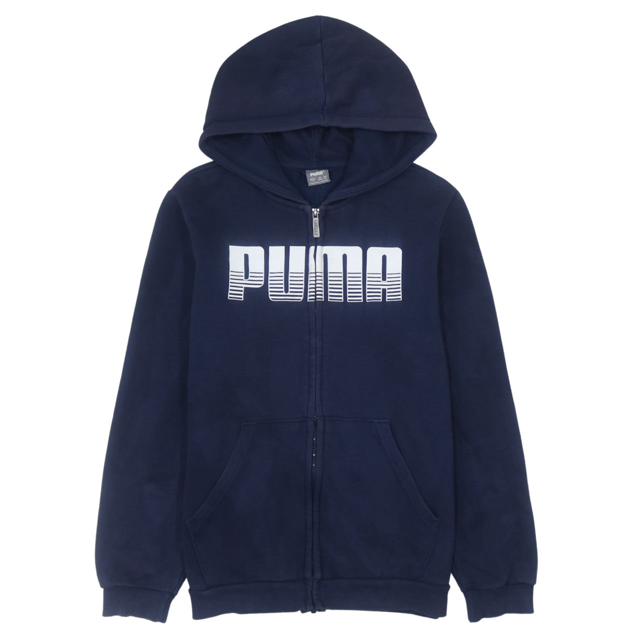 Puma Boys Blue Full Zip Hoodie 13-14 Years Fleece Logo Sweatshirt