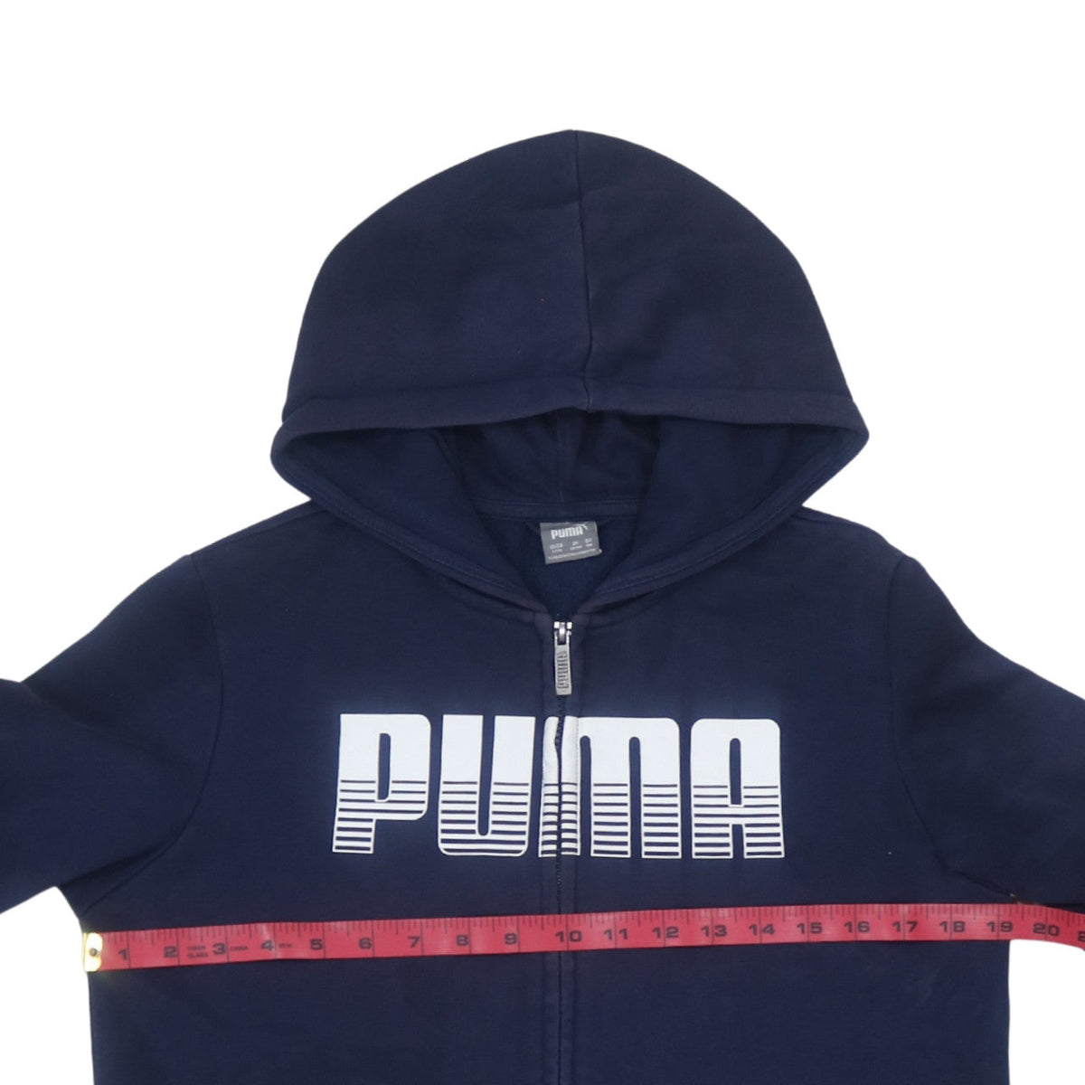 Puma Boys Blue Full Zip Hoodie 13-14 Years Fleece Logo Sweatshirt