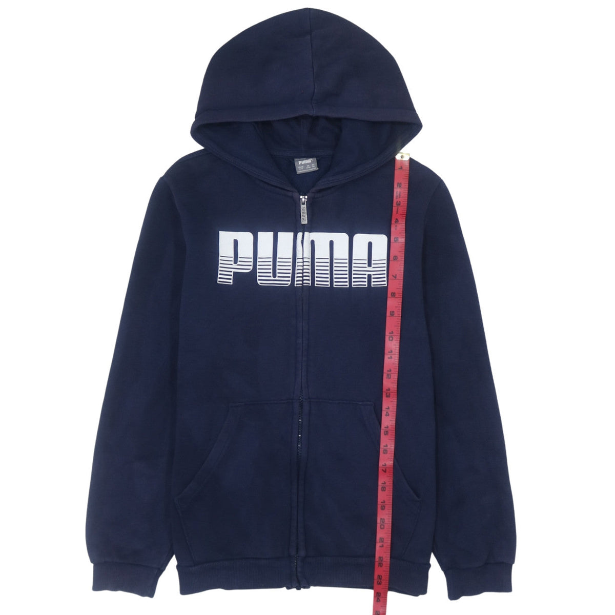 Puma Boys Blue Full Zip Hoodie 13-14 Years Fleece Logo Sweatshirt