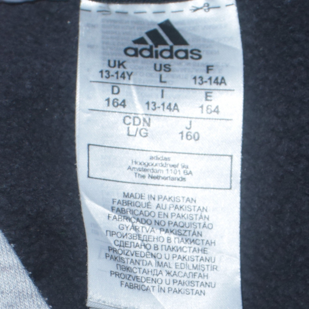 Adidas Boys Black Pullover Hoodie 13-14 Years Sports Logo Sweatshirt