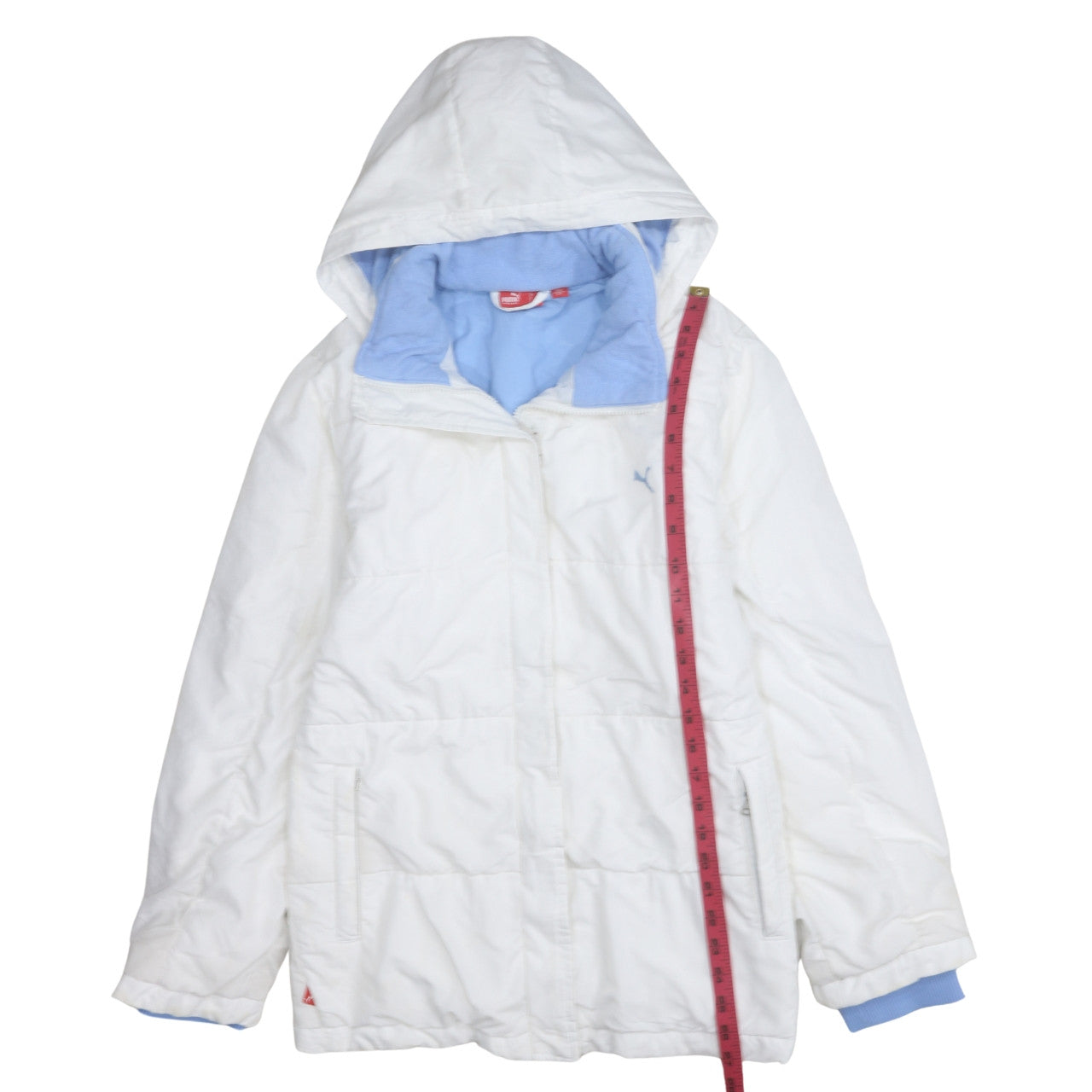 Puma Women's White Hooded Puffer Jacket Size M Winter Coat