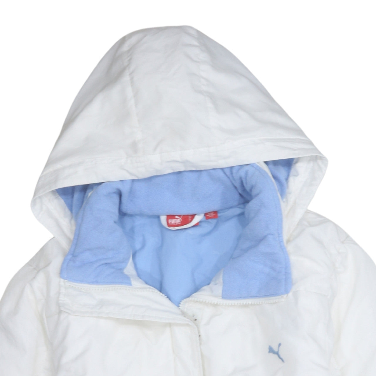 Puma Women's White Hooded Puffer Jacket Size M Winter Coat