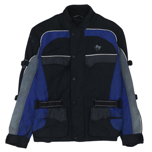 Cycle Spirit Men's Black Blue L Motorcycle Jacket Belted Reflective Lined