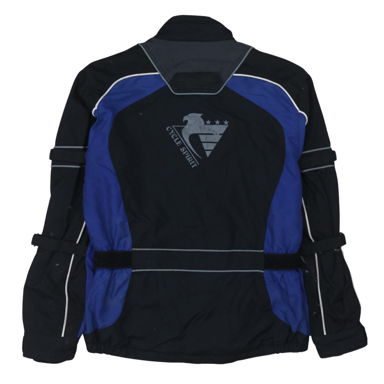 Cycle Spirit Men's Black Blue L Motorcycle Jacket Belted Reflective Lined