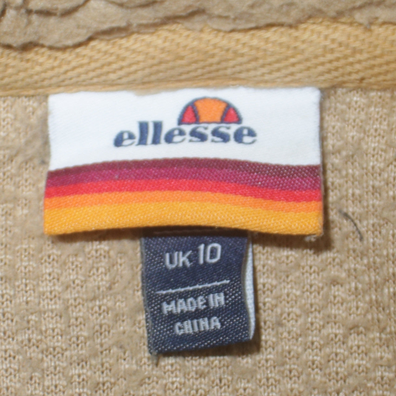 Ellesse Women Beige Fleece Hooded 1/2 Zip Jacket UK 10