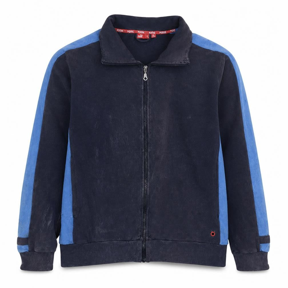 Puma Men's Blue Track Jacket Size M Full Zip Cotton Blend Activewear