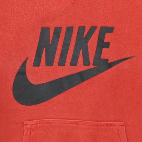 Nike Womens Red Pullover Hoodie Medium Hooded Logo Sweatshirt