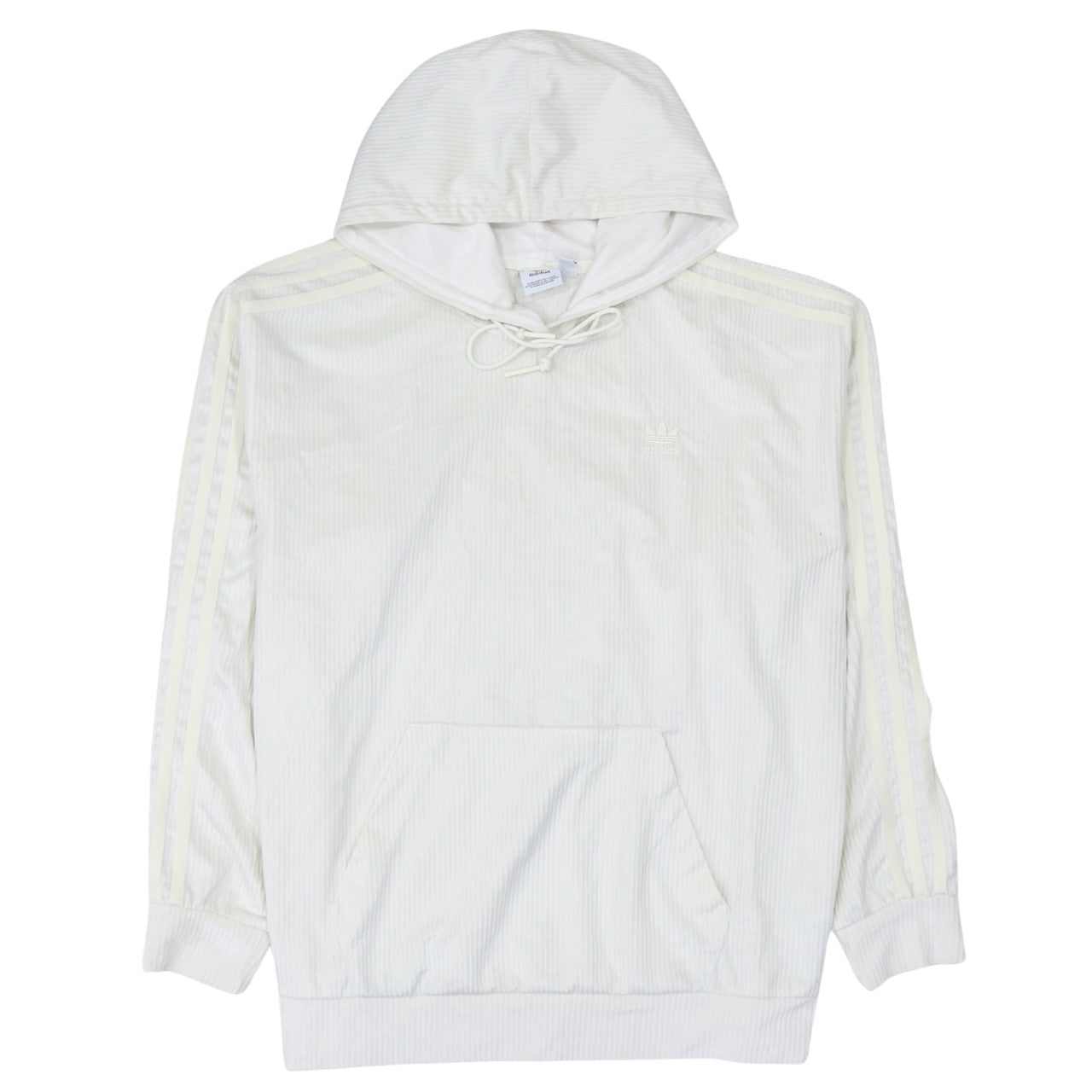 Adidas Women Ivory Pullover Hoodie Size 12 Corduroy Lined Casual