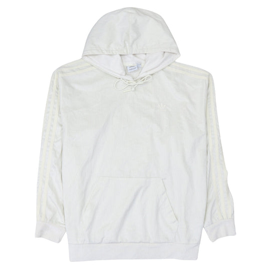 Adidas Women Ivory Pullover Hoodie Size 12 Corduroy Lined Casual