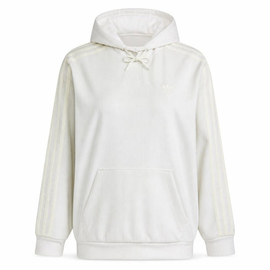 Adidas Women Ivory Pullover Hoodie Size 12 Corduroy Lined Casual