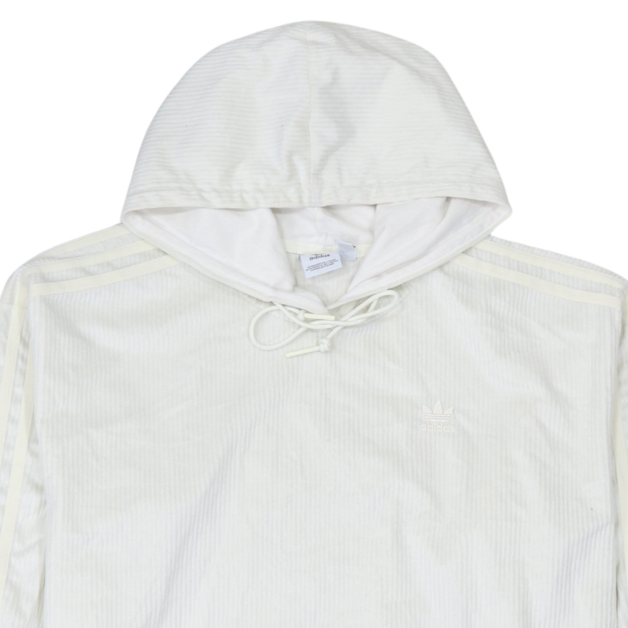 Adidas Women Ivory Pullover Hoodie Size 12 Corduroy Lined Casual