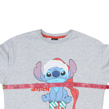 Back view of Disney girls’ grey stitch christmas pullover sweatshirt 11-12 years