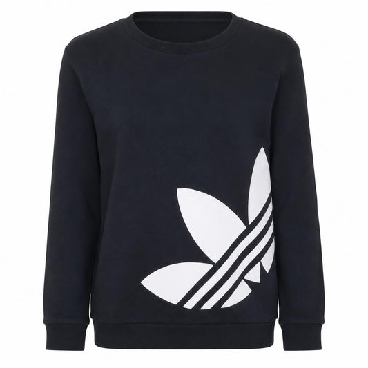 Adidas Womens Black Crew Neck Pullover Sweatshirt Size XS