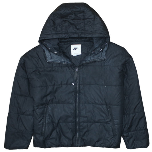 Nike Womens Black Therma-Fit Hooded Puffer Jacket L