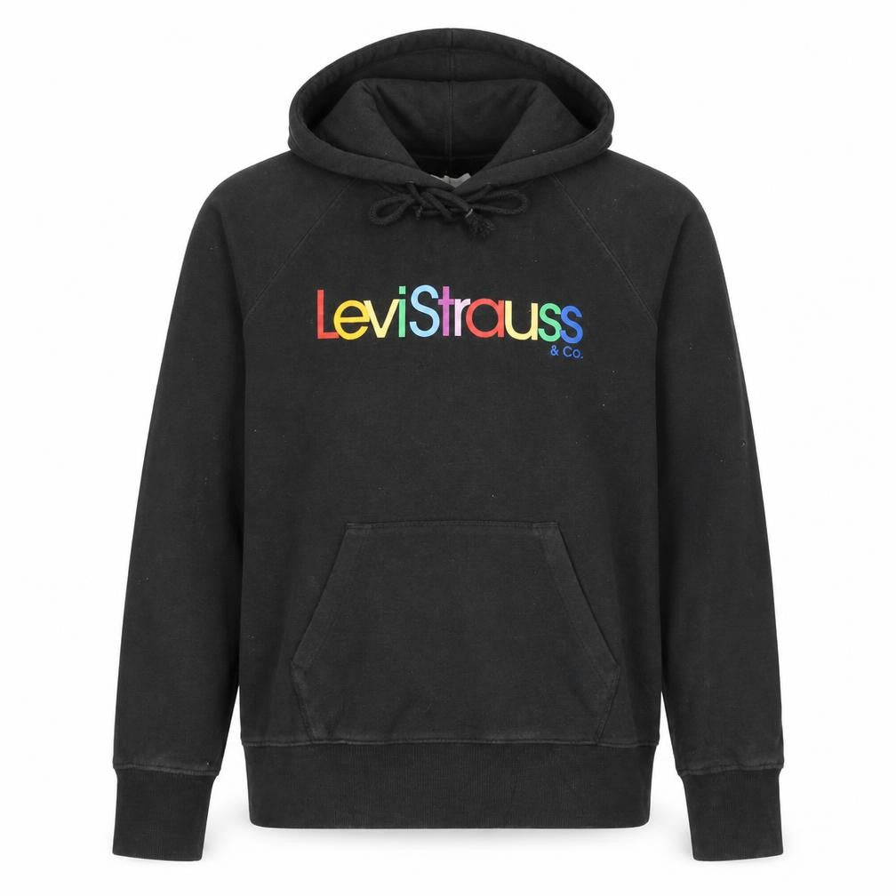 Levi's Men's Black Small Pullover Hoodie with Rainbow Embroidered Logo