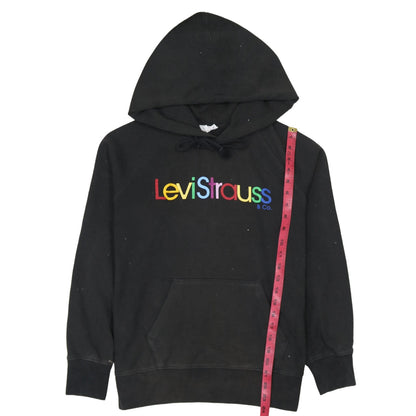 Levi's Men's Black Small Pullover Hoodie with Rainbow Embroidered Logo