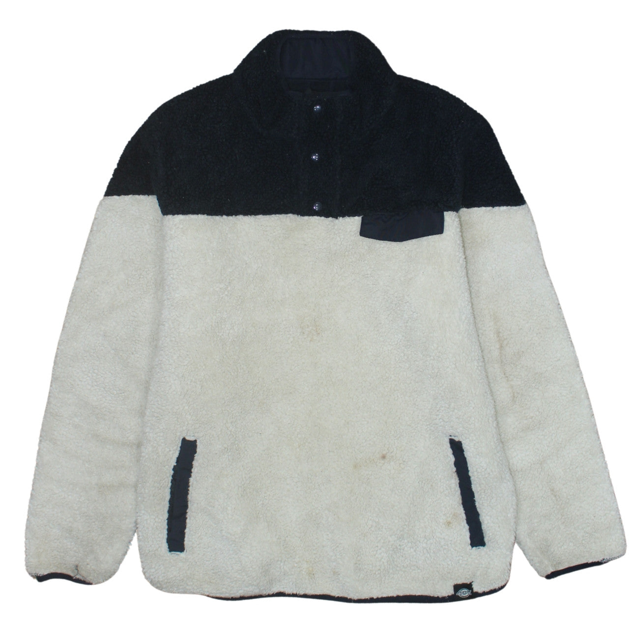 Dickies Men’s Black Beige Small Fleece Henley Sweatshirt