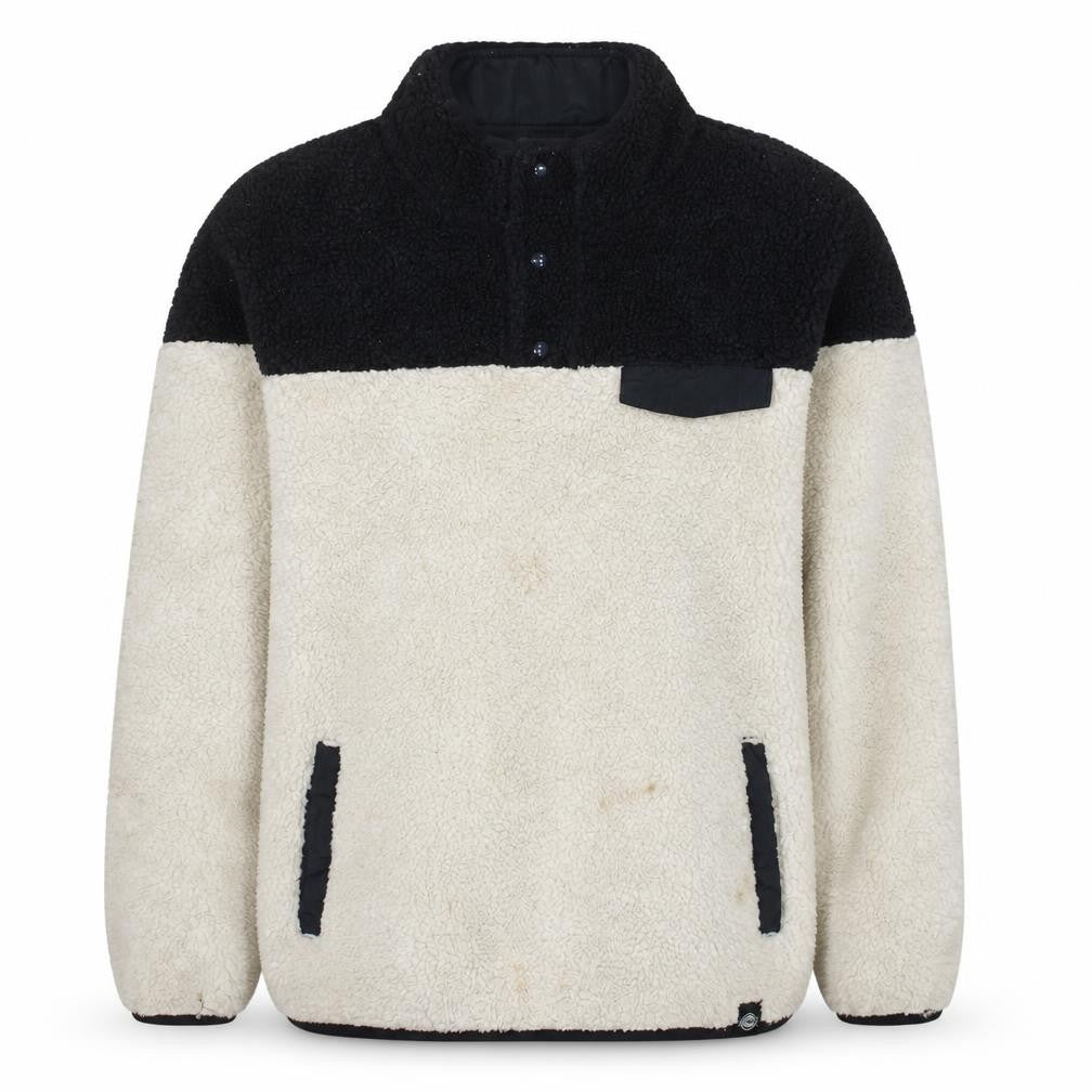 Dickies Men’s Black Beige Small Fleece Henley Sweatshirt