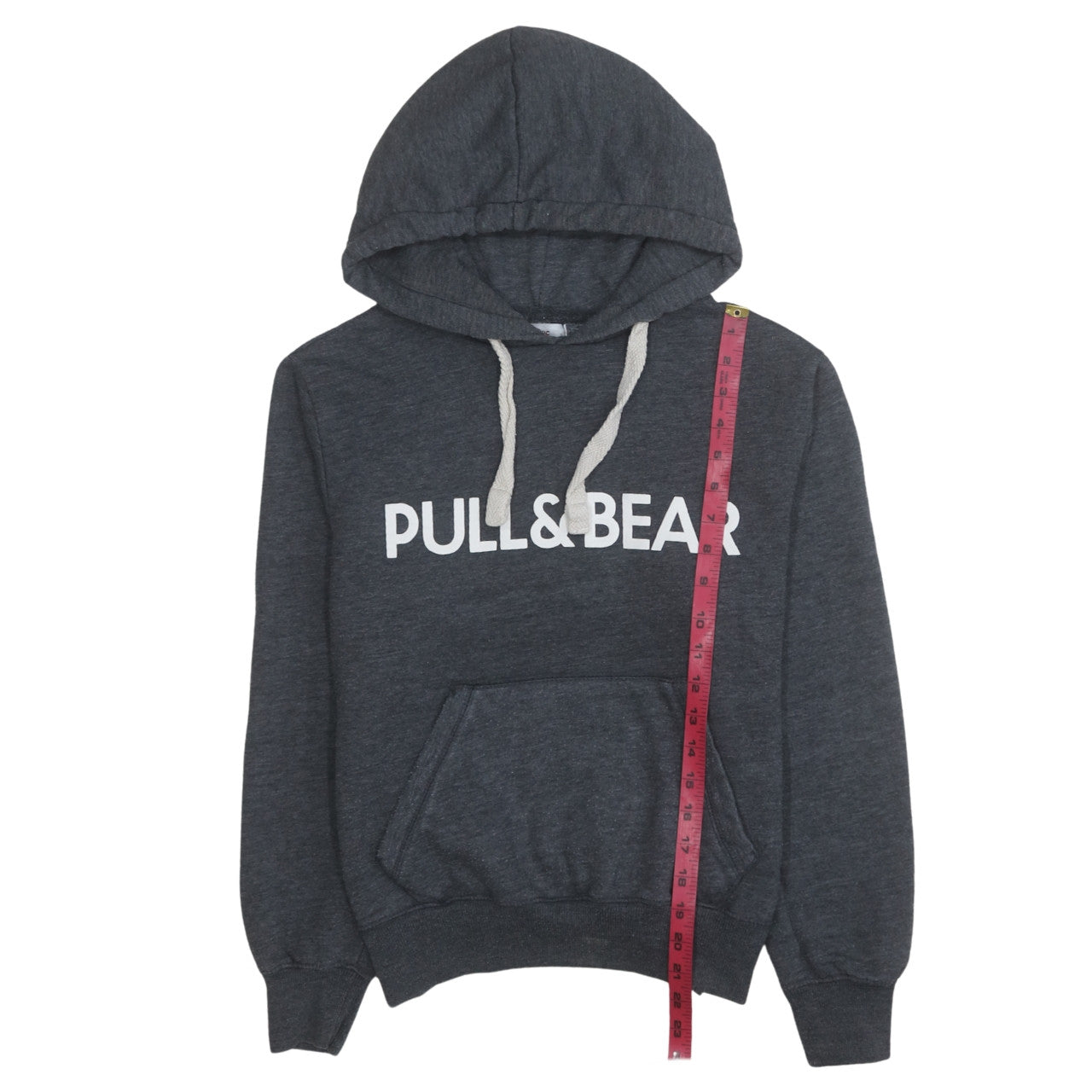 Pull & Bear Women's Charcoal Grey Pullover Hoodie Size S