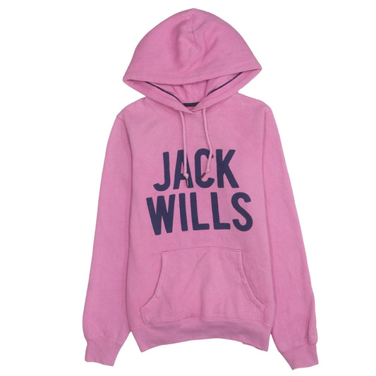 Jack Wills Womens Pink Pullover Hoodie Size 10 with Logo Print