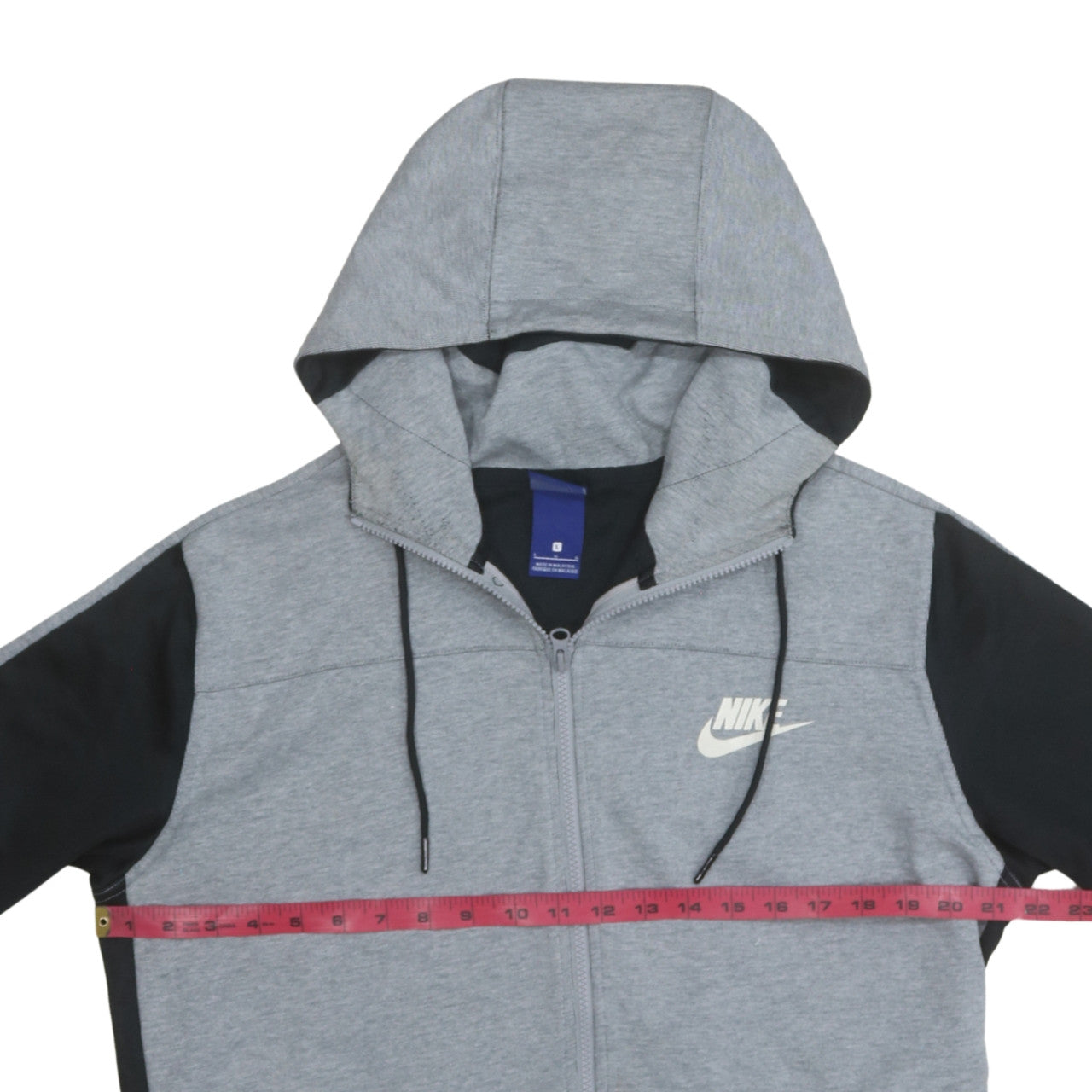 Nike Men's Grey Full Zip Hoodie L Regular Fit Sportswear