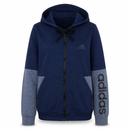 Adidas Womens Navy Full Zip Hoodie Sweatshirt M Blue Logo Casual