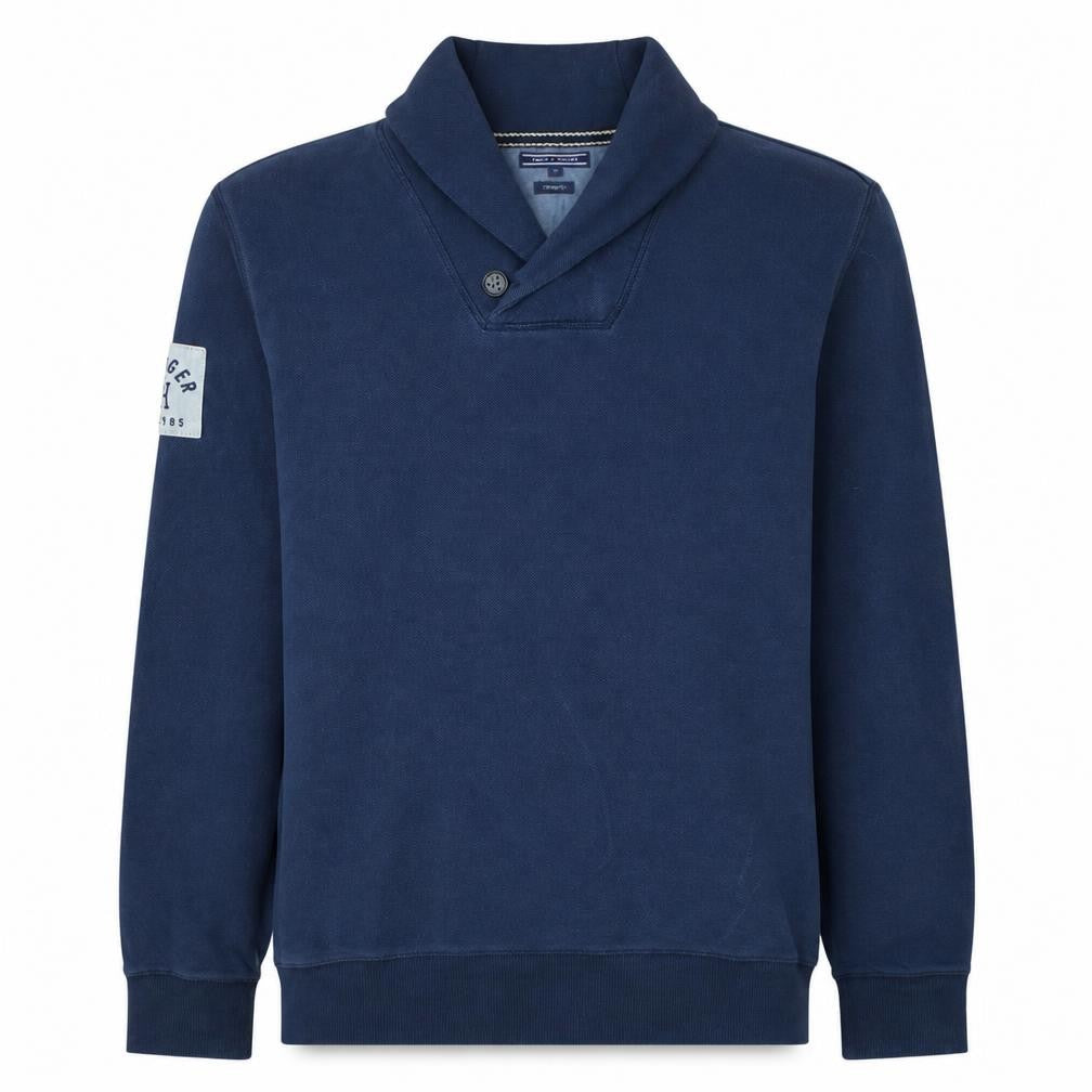Tommy Hilfiger Men's Blue Henley Sweatshirt XL Vintage Fit