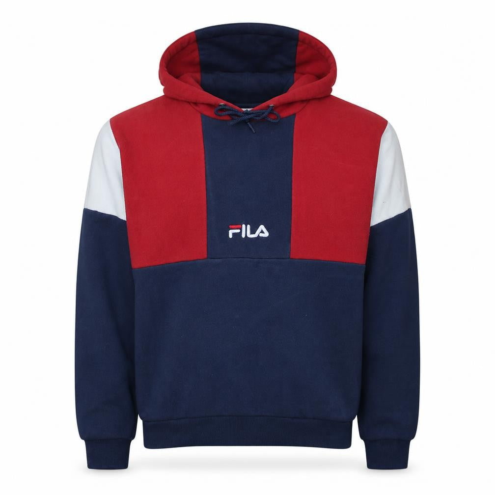 Fila Men's Multicoloured Pullover Hoodie Small Logo Embroidered Fleece