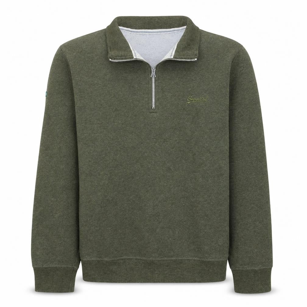 Superdry Mens Green XL 1/2 Zip Henley Fleece Sweatshirt