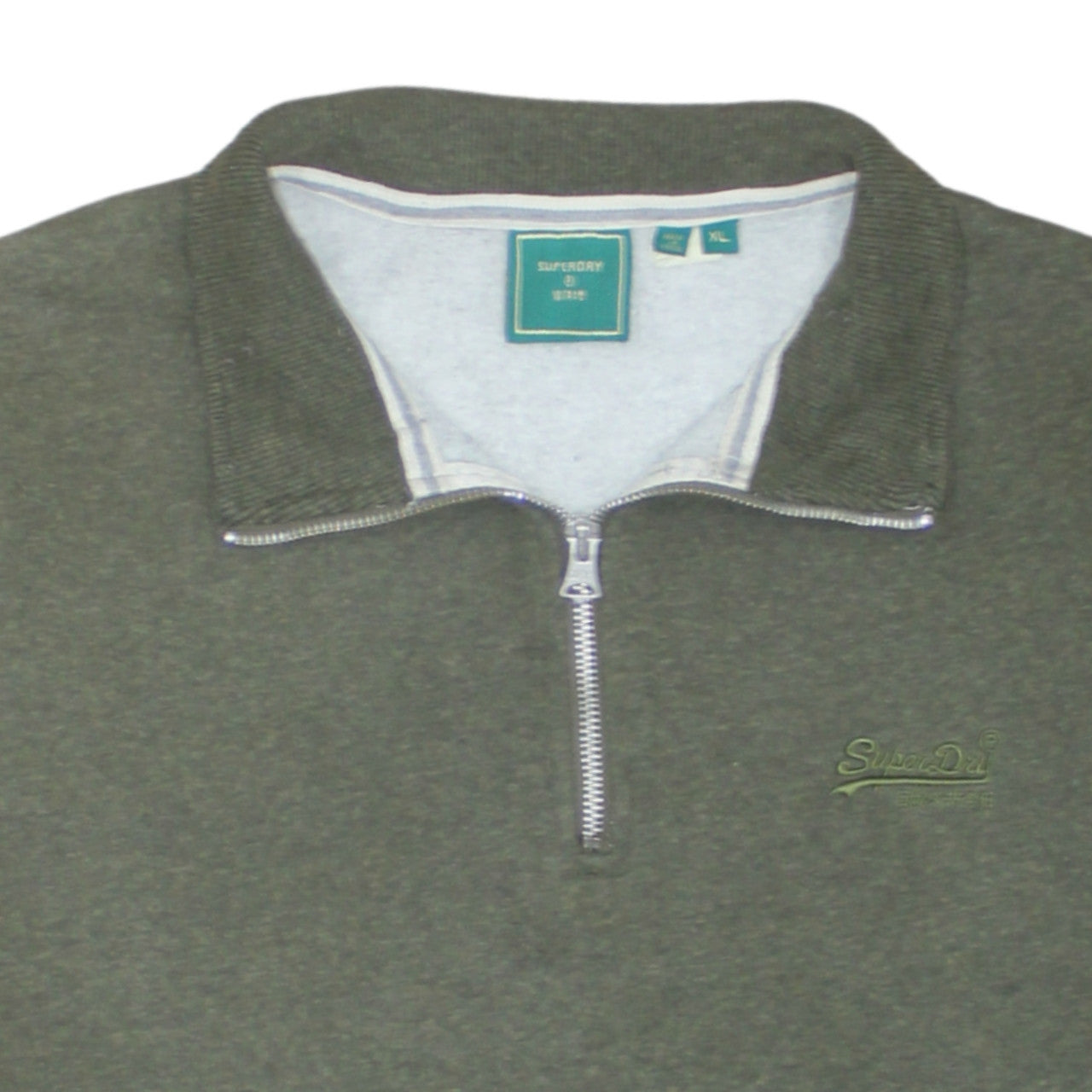 Superdry Mens Green XL 1/2 Zip Henley Fleece Sweatshirt