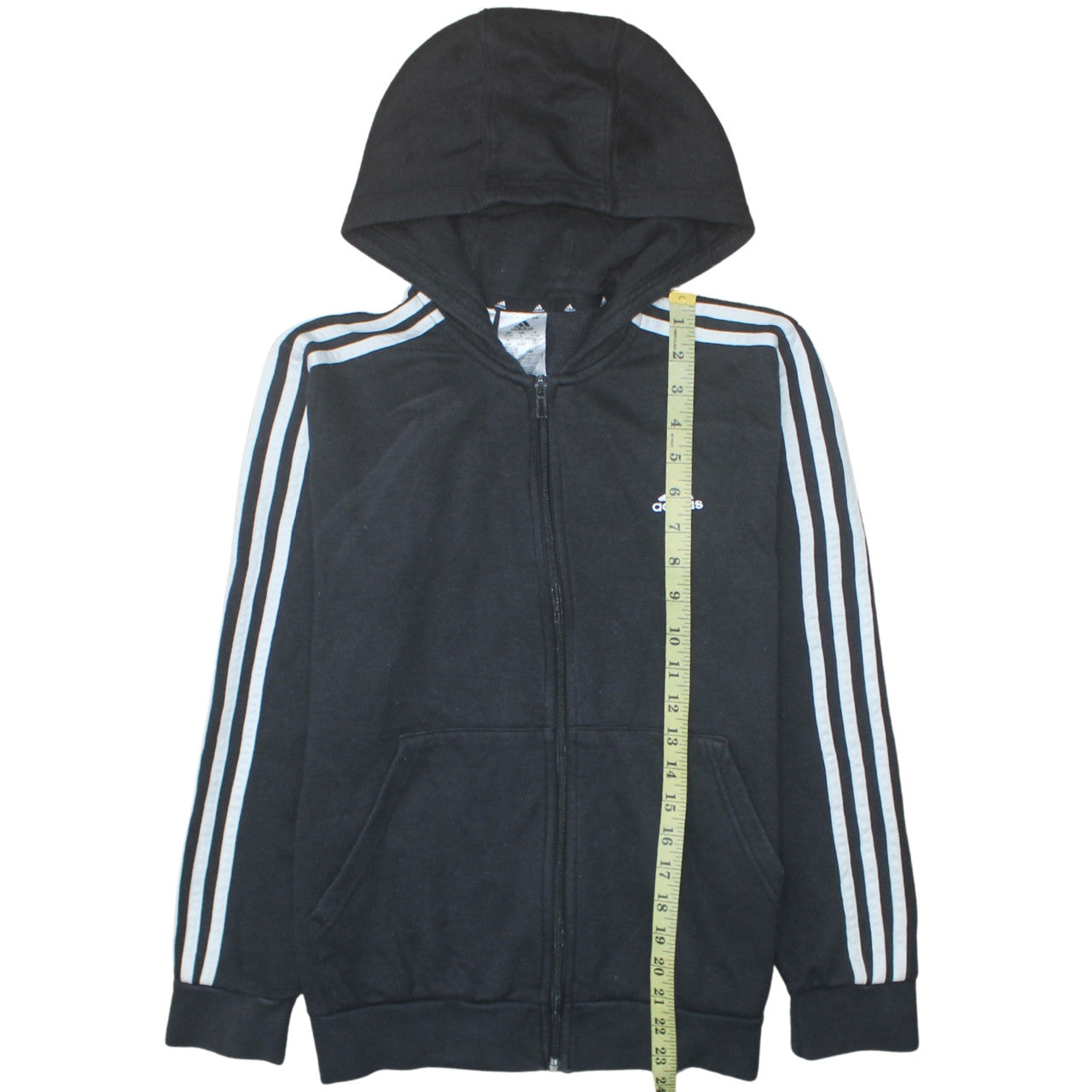 Adidas Boys Black Full Zip Hoodie 13-14 Years Fleece Sports Top