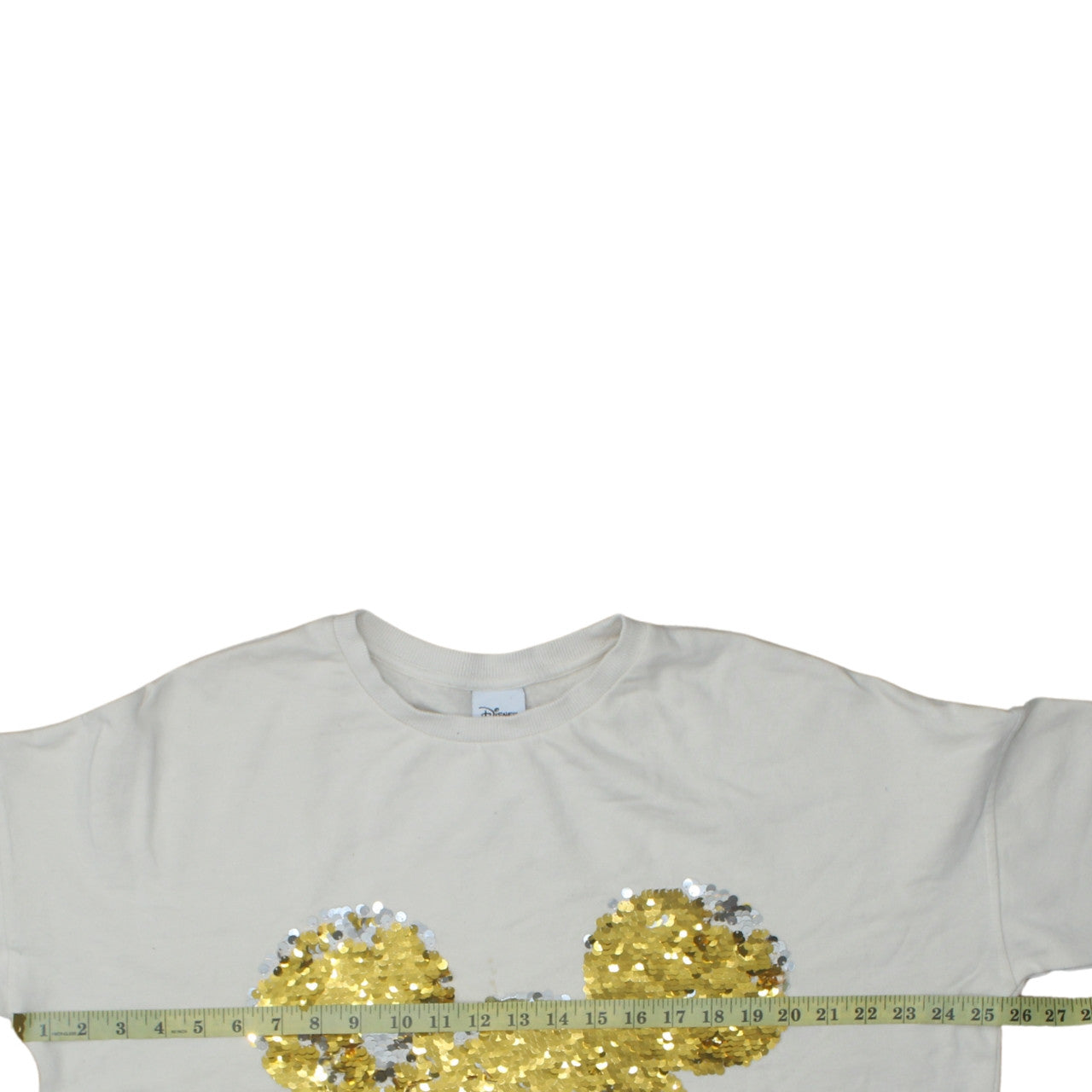 Disney Women Beige Sequin Mickey Mouse Pullover Sweatshirt UK 18