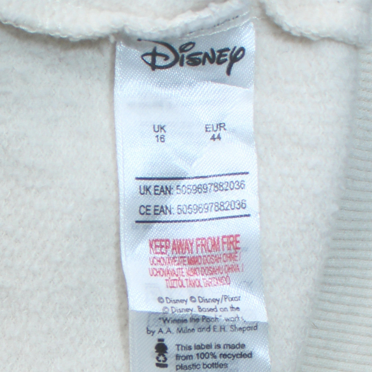Disney Women Beige Sequin Mickey Mouse Pullover Sweatshirt UK 18