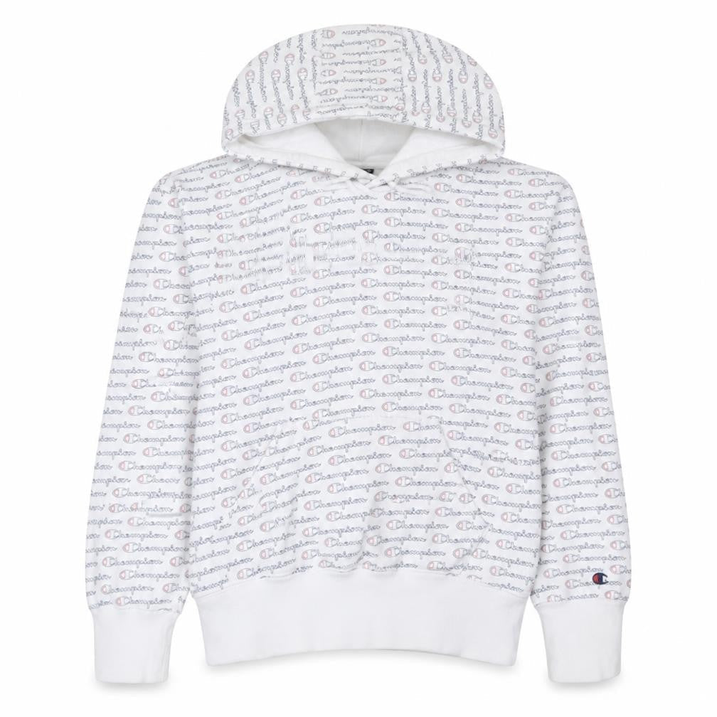 Champion Women's White Logo Print Pullover Hoodie Size S