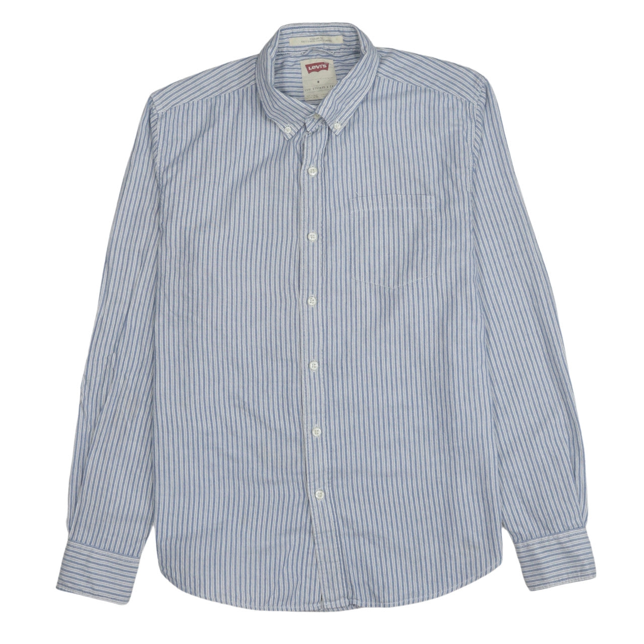Levi's Men's Blue Striped Button-Down Cotton Shirt M Classic Fit