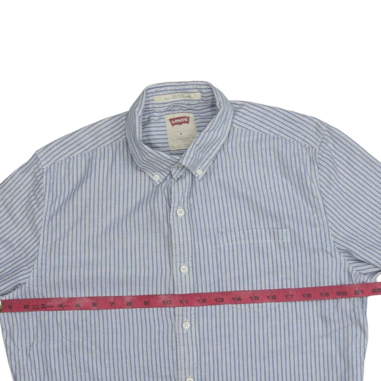 Levi's Men's Blue Striped Button-Down Cotton Shirt M Classic Fit