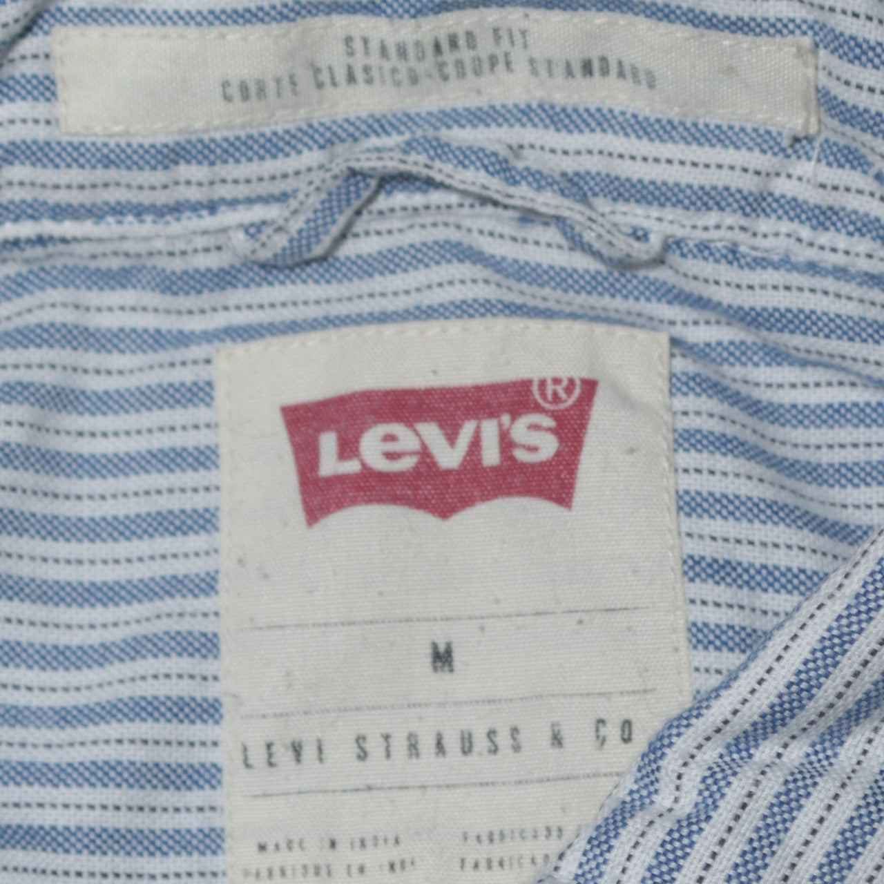 Levi's Men's Blue Striped Button-Down Cotton Shirt M Classic Fit